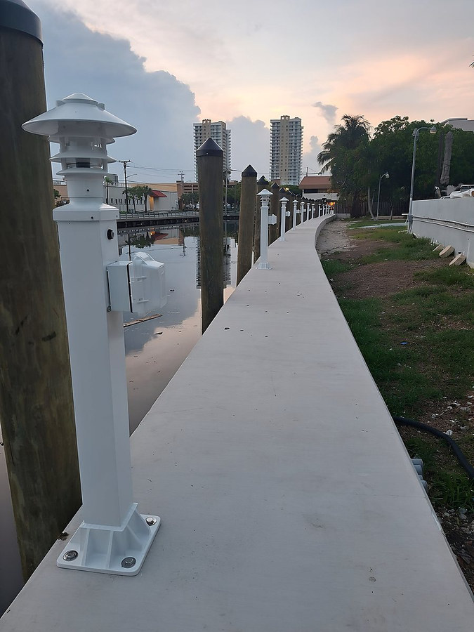 Completed seawall — finished waterfront daytime view — South Florida by Contour Marine
